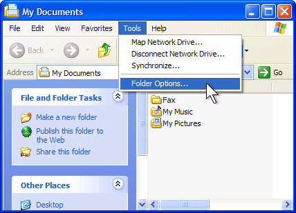 مشکل حذف شدن Folder Option
