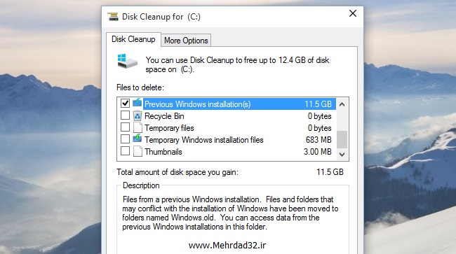 حذف پوشه Windows.old از پارتیشن ویندوز